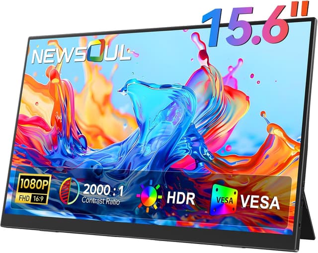 Detalle de Newsoul Portable Monitor 15,6 Zoll (1920×1080, IPS) – USB-C & HDMI, VESA-kompatibel