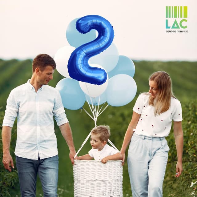 Thumbnail 5 de LAC Globo Numero 3 Azul 5 piezas y 3 blancas