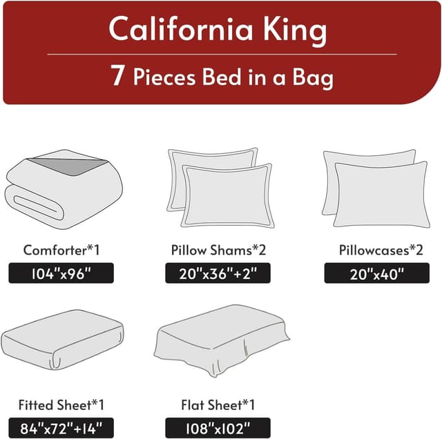 Thumbnail 4 de MUXHOMO 7-Piece California King Comforter Set, Reversible Bedding