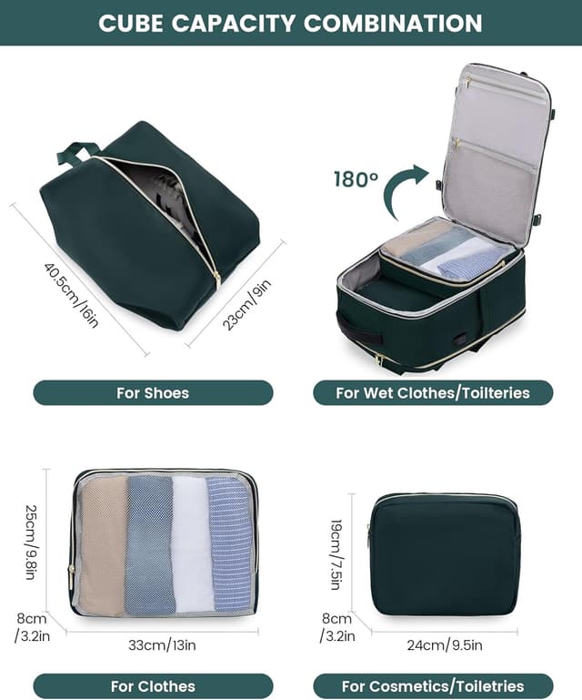 Detalle 2 de LOVEVOOK Reiserucksack Damen (Groß) fürs Handgepäck mit Laptopfach bis 17,3 Zoll