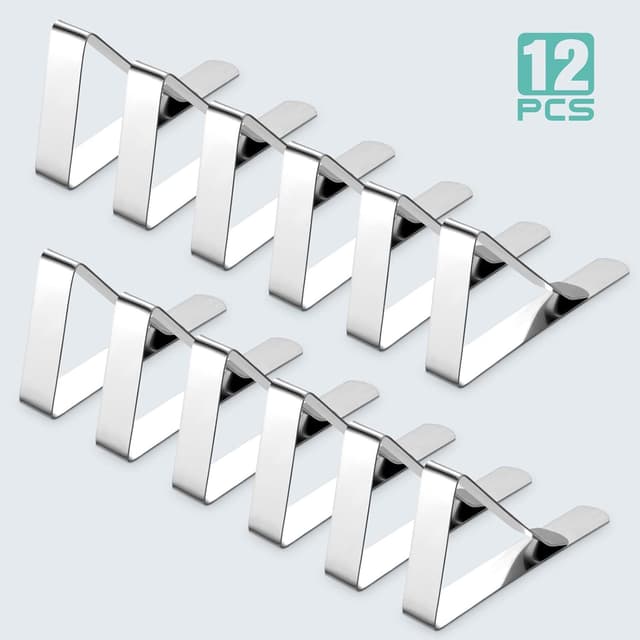 Thumbnail 6 de Ponure 12-Pack Tablecloth Clips (Stainless Steel) for Picnic Tables, Weddings, and Buffets