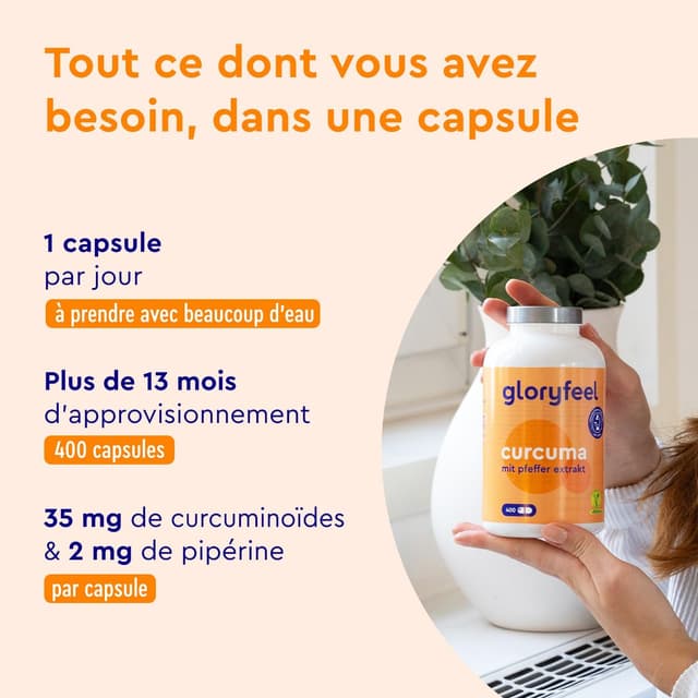 Detalle 2 de Curcuma avec Extrait de Poivre 400 gélules