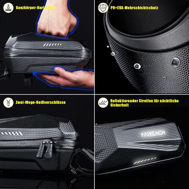 Detalle de Faireach E-Scooter Tasche mit EVA-Hartschale und wasserdichter Front-Tube-Bag – für Xiaomi Mi/M365, Ninebot & Co.