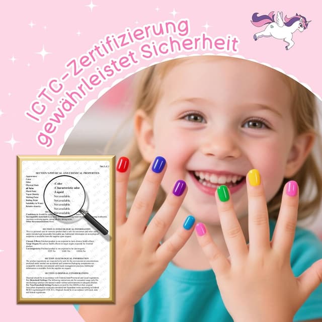 Detalle de Aieenjor Kinder-Nagellack-Set (6 Farben) – ab ca. 2–5 Jahre, wasserbasiert & abziehbar