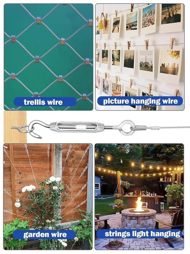 Detalle 2 de TooTaci Garden Wire for Climbing Plants Kit – 60m PVC-Coated Stainless Steel Cable with M5 Turnbuckle Tensioners