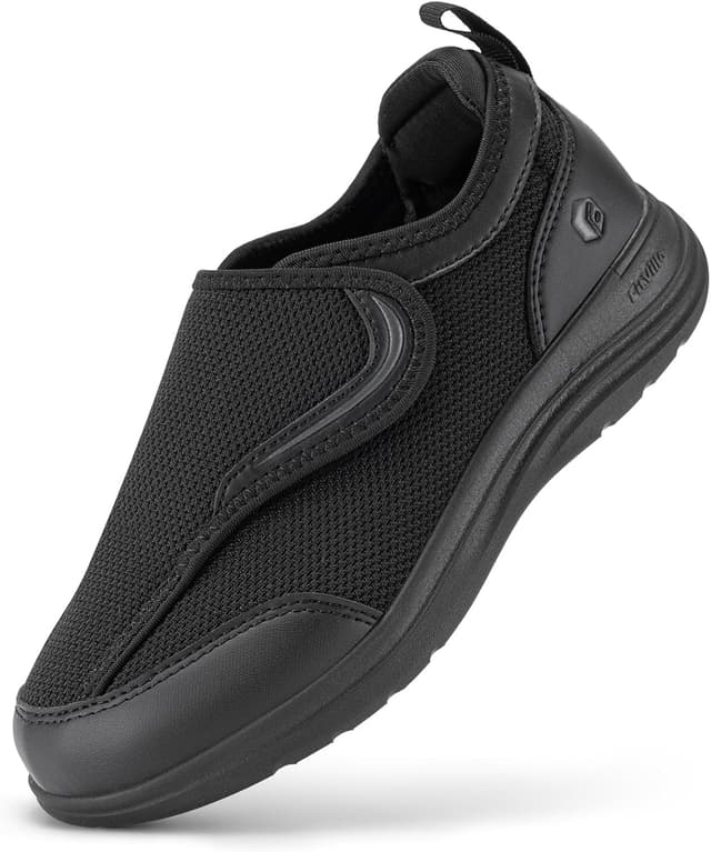 Detalle de FitVille Extra Weit Senioren Hausschuhe für Damen mit Klettverschluss – Gesundheitsschuhe bis Gr. 42,5