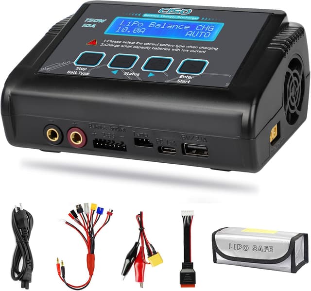 Detalle de RC LiPo Battery Charger 150W 10A Smart Balance Charger/Discharger (1S-6S LiPo, 1-15S NiMH, 1-10S PB) with AC/DC cables