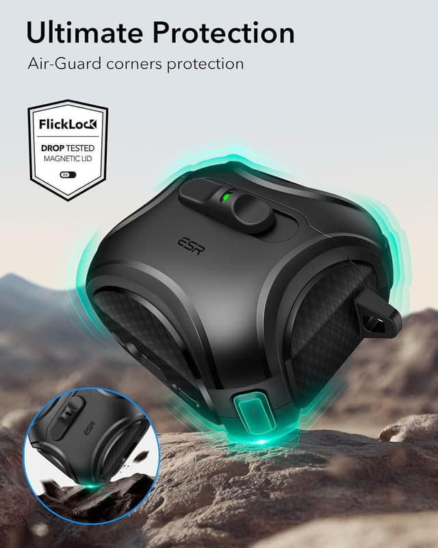 Thumbnail 6 de ESR AirPods 4 Case (Cyber Series) with MagSafe support, drop protection strap and Find My speaker cutouts
