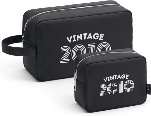 Thumbnail 6 de A-Z BAG Set regalo 8 borse da toilette con stampa vintage (1966-2026) – Nero 1986