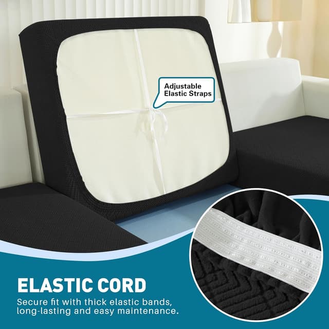 Thumbnail 6 de YSTELLAA Copriseduta divano elasticizzato nero