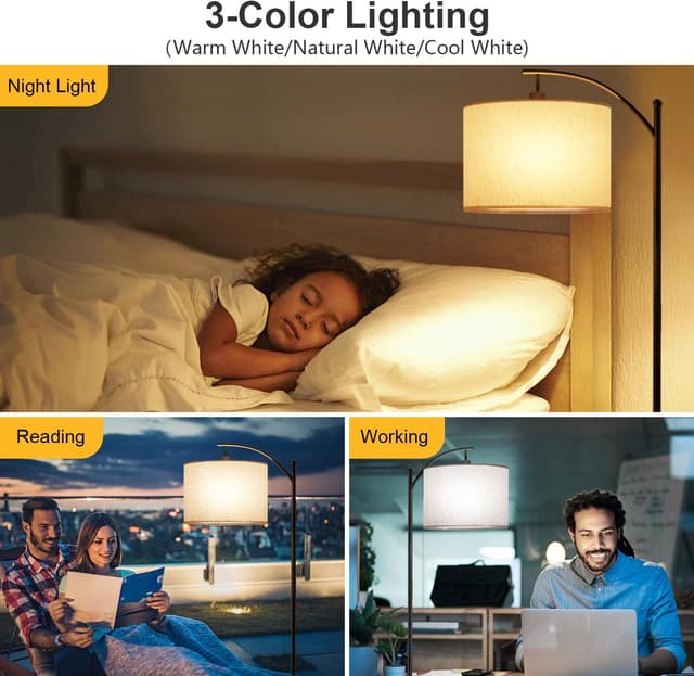 Detalle de Lampadaire GLUROO sur pied avec télécommande : 3 couleurs et intensité variable