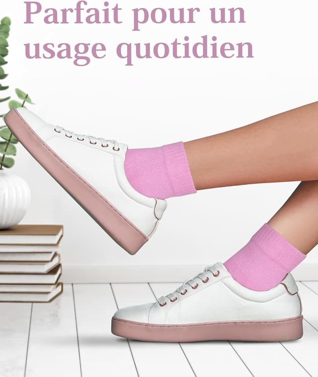 Detalle de Lot de 4 paires de chaussettes pour diabétiques en bambou (avec lycra), sans couture à l’avant