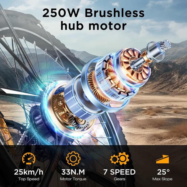 Detalle 2 de HITWAY 27,5"/28" E-Bike Trekkingrad mit 36V 13Ah Akku, 250W Motor und 7 Gängen (Pedelec)