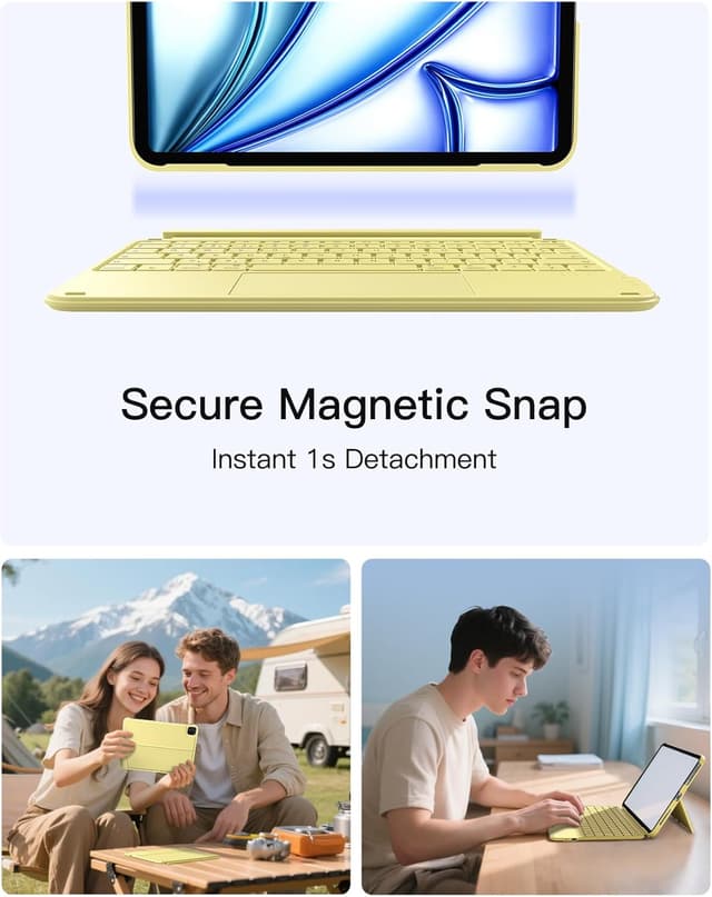 Detalle de Inateck Ultralight Keyboard Case with Touchpad for iPad (UK Layout) – Yellow