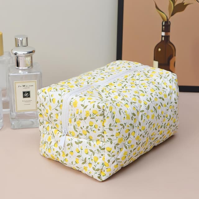 Thumbnail 6 de Aucuu borsa da toilette da viaggio trapuntata con motivo floreale