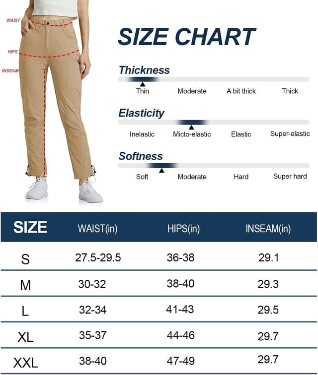 Thumbnail 6 de GymBrave Pantaloni Trekking Donna Cargo Capri 3/4 leggeri ad asciugatura rapida con tasche zip