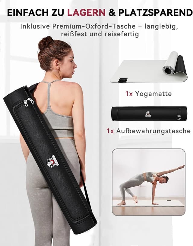 Thumbnail 6 de HAPBEAR Yogamatte XXL 183×91 cm (6 mm) – rutschfeste Gymnastik- und Fitnessmatte mit Tragetasche