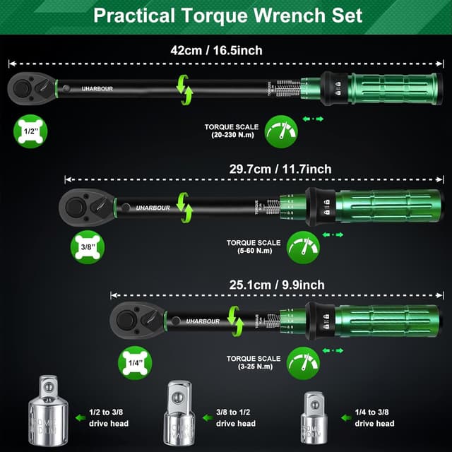 Detalle 2 de Uharbour torque wrench set 3-230 Nm