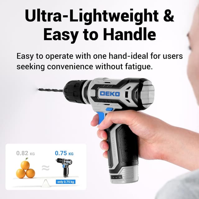 Detalle 2 de DEKO 238-teiliger Werkzeugkoffer mit 12V Akkubohrer und Schublade – DEKO Werkzeugset für Haus, Auto & Heimwerken