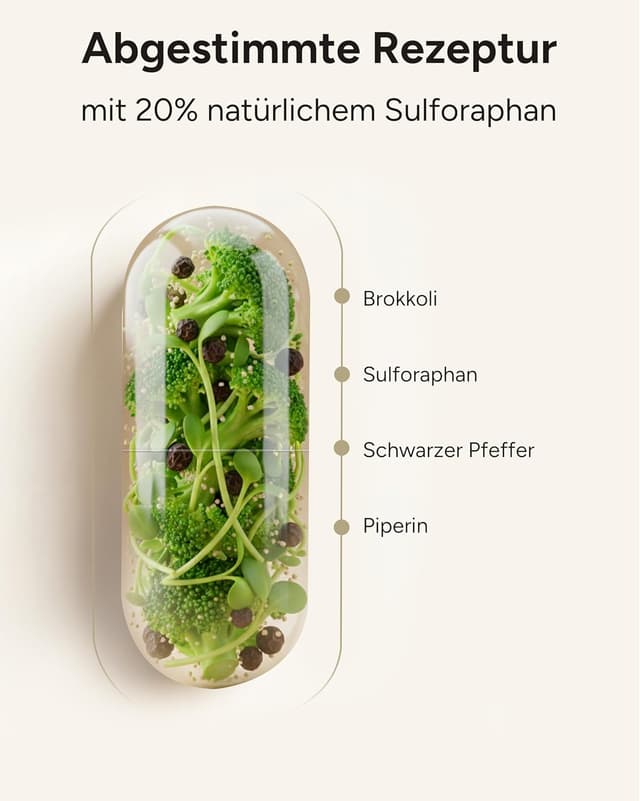 Detalle de 90 mg Sulforaphan Kapseln 360 St. aus Brokkoli-Extrakt 💊