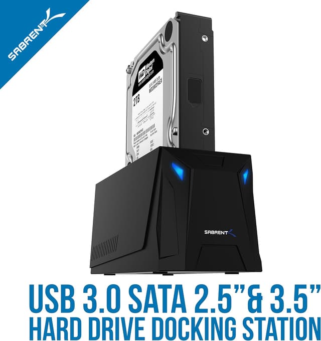 Detalle de SABRENT USB 3.0 to SATA External Hard Drive Docking Station (EC-UBLB) for 2.5"/3.5" HDD & SSD