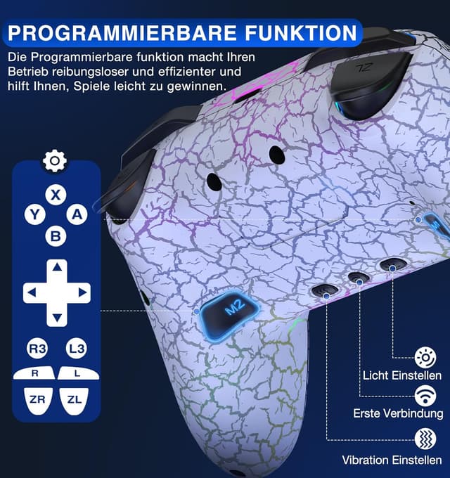 Detalle de HELLCOOL Switch Controller – kabelloser Switch/Lite/OLED Controller mit präziser Motion-Steuerung, Dual Vibration und Turbo