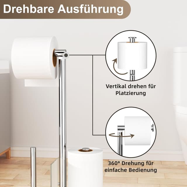 Thumbnail 3 de Porta carta igienica da terra con scopino e portarotolo in acciaio inox 🚽