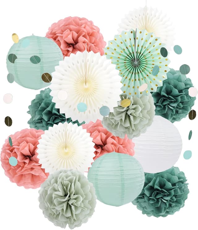 Detalle de Papier Party-Dekoration Rosa Set mit 4 m Girlande