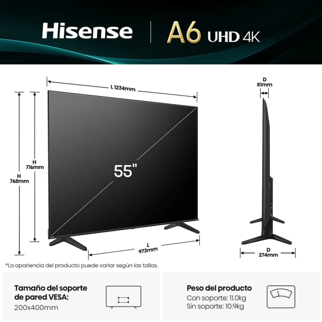 Detalle 2 de Hisense 55A6Q Smart TV UHD 4K 139 cm