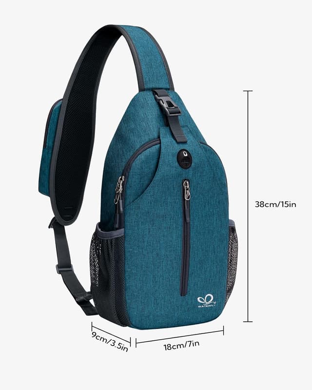Detalle de WATERFLY Sling Rucksack Sling Bag – Brusttasche mit verstellbarem Rucksackgurt zum Wandern