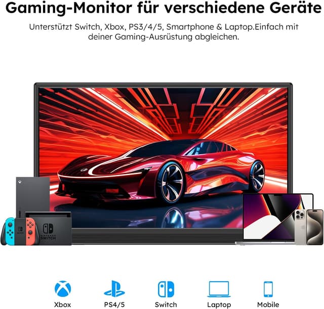 Detalle de Dopesplay Portable Monitor 15,6 Zoll (1080P) mit Lautsprecher & einstellbarem Ständer – ultradünnes USB‑C/HMDI Zusatzdisplay