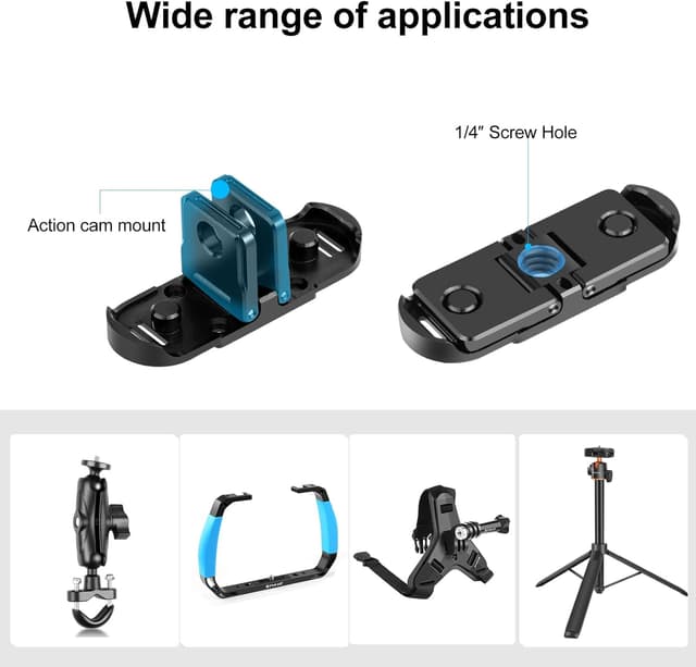 Detalle de Quick-release Folding Tripod Mount Base Adapter Kit for GoPro HERO 12/11/10/9/8 Max
