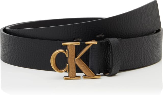 Detalle de Calvin Klein Monogram Buckle Fixed Belt 35 mm LV04G7025G – ceinture homme en cuir