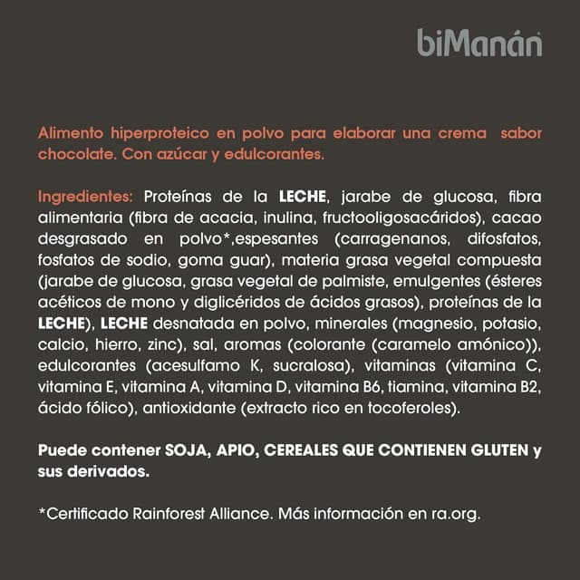 Thumbnail 5 de BIMANÁN Crema Hiperproteica chocolate 360 g