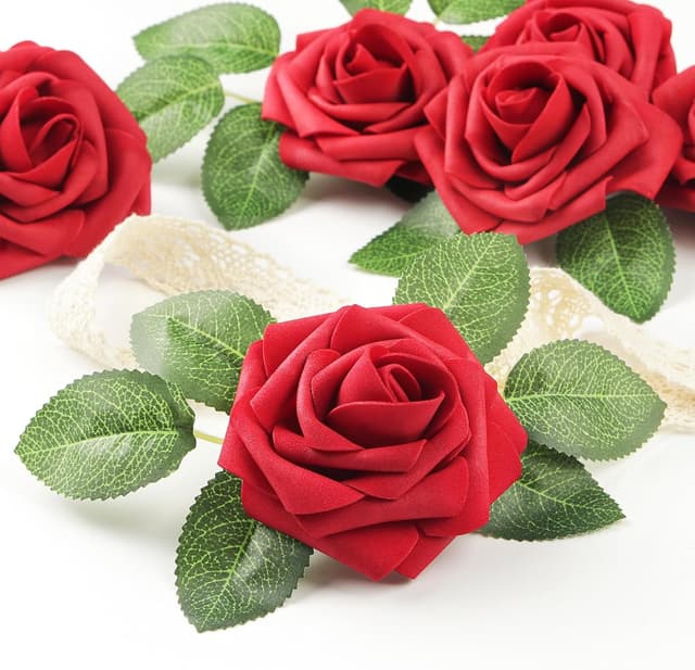 Thumbnail 1 de Mocoosy 50PCS Red Artificial Roses for Decor