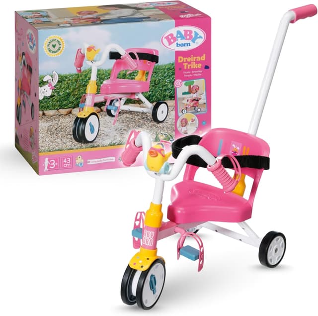 Detalle de Baby born Trike 835456 tricycle for dolls up to 43cm with functional wheels, safety belt and horn