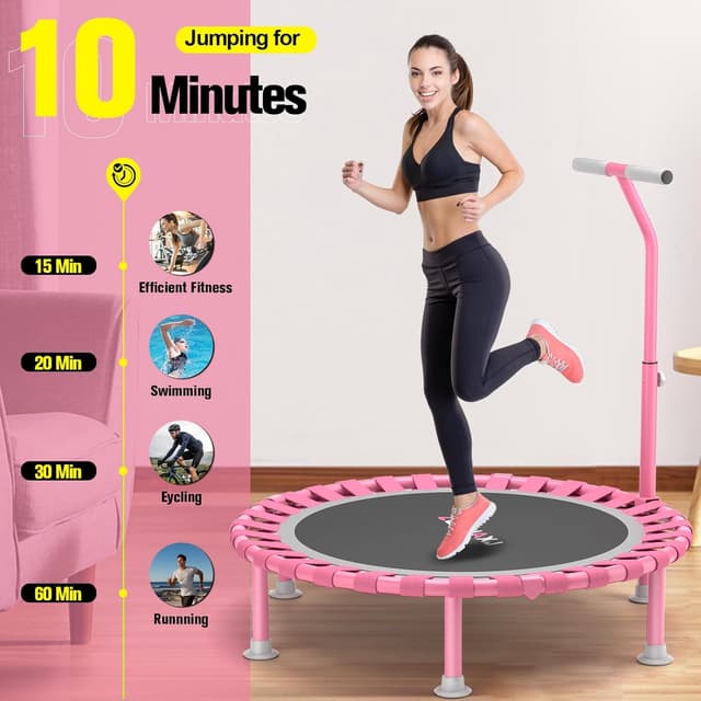 Thumbnail 6 de ZCMHAXJ Foldable Mini Trampoline (40-inch) with 5-Level T-Shaped Adjustable Bar