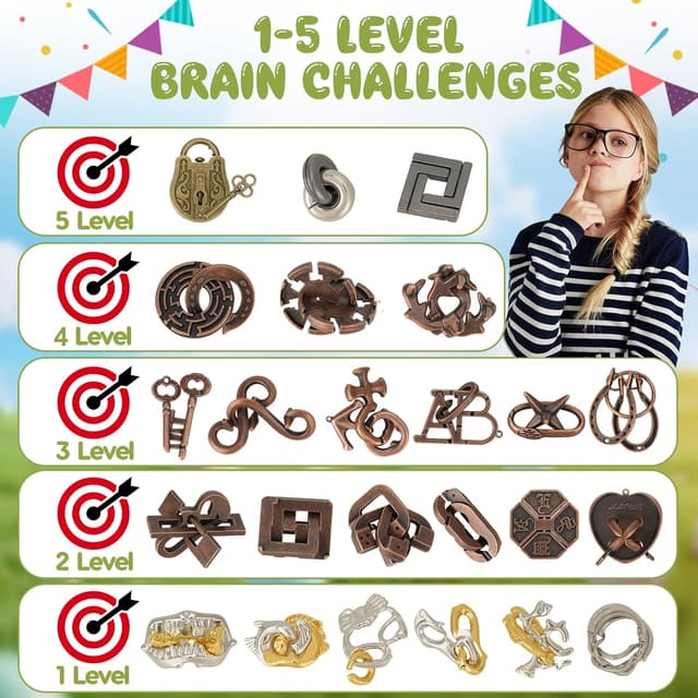 Detalle de 24-Pack Easter Eggs Filled With Brain Teaser Puzzles (Plastic Eggs + 3D Metal Block Puzzles)
