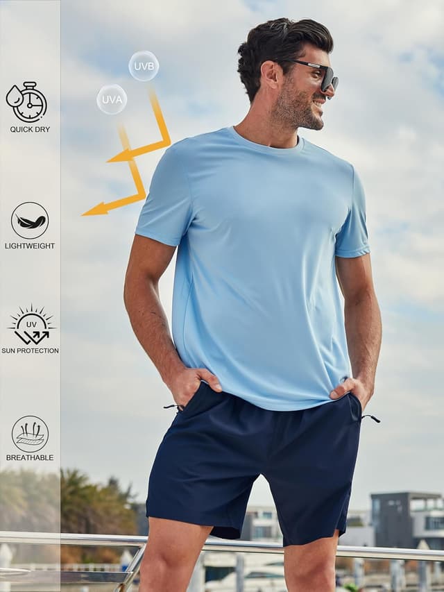 Detalle 2 de ZITY 5-Pack Men’s UPF 50+ Sun Protection T-Shirts (Athletic Fit, Fast Dry, Breathable)