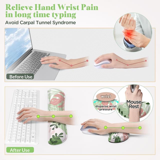 Detalle de Gimars Handballenauflage Tastatur mit Memory-Foam und rutschfester Basis (Morandi Pink)