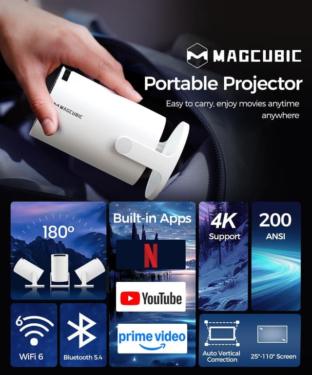Detalle 2 de Magcubic Mini Beamer 4K Projektor 200 ANSI Lumen