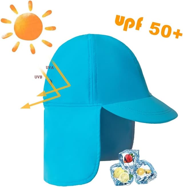Detalle de Kids Legionnaires Hat by Gifts Treat — UPF 50+ sun protection swim cap with neck flap
