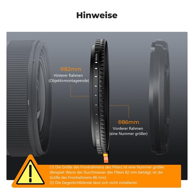 Thumbnail 6 de K&F CONCEPT Nano X-Serie Variabler ND-Filter ND3–ND1000 (49 mm) – 1,5 bis 10 Blendenstufen