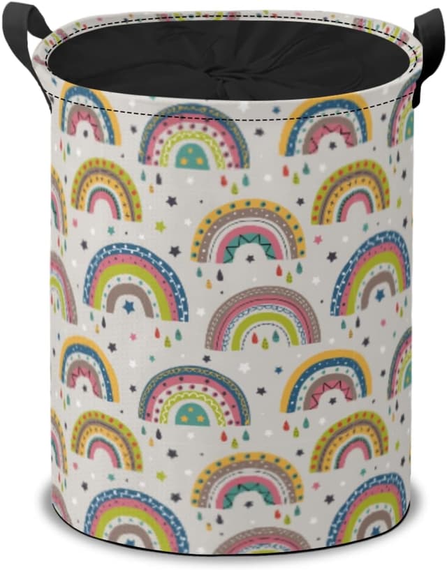 Detalle de Drawstring Laundry Basket Rainbow Pattern 40L