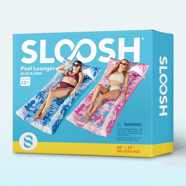 Thumbnail 6 de SLOOSH 2-Pack Inflatable Pool Floats Mat with Headrest (XL) for Adults
