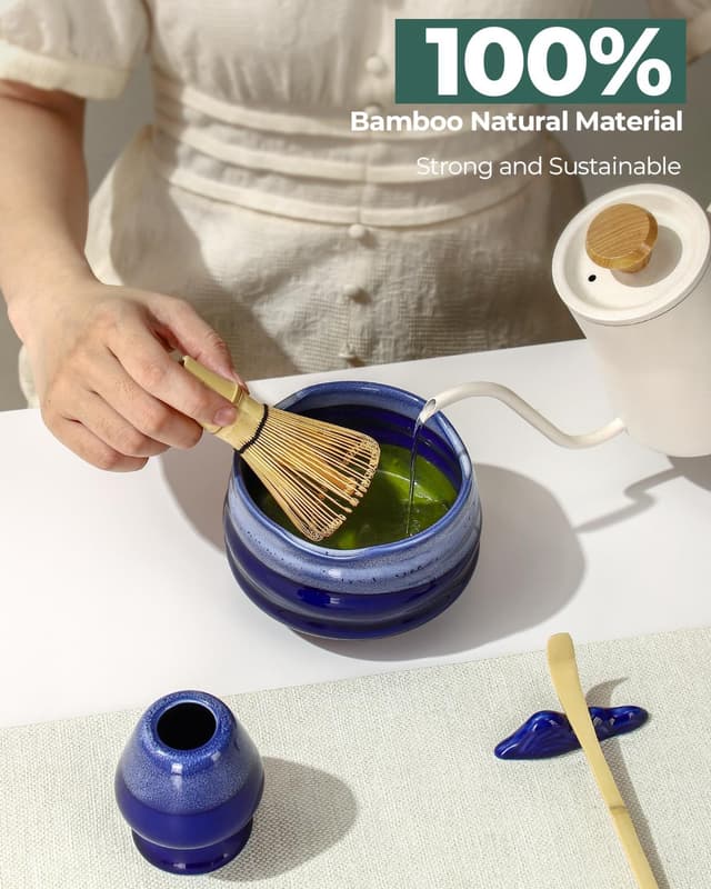 Detalle 2 de MIKUME Matcha Set (6-Piece) with Ceramic Bowl, Bamboo Chasen & Chashaku