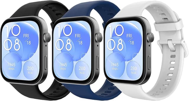 Detalle de TiMOVO Sport Bands for Huawei Watch Fit 3 – Soft Silicone Adjustable Replacement Straps (Black, Midnight Blue, White)