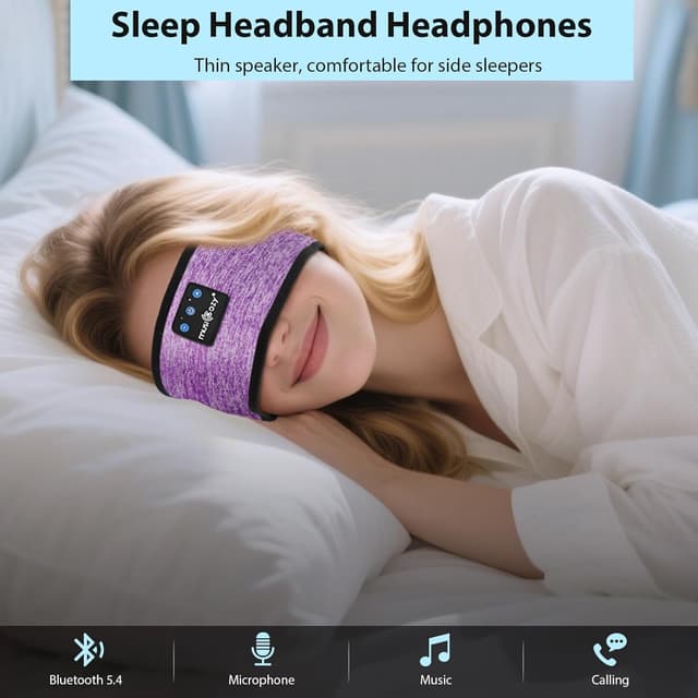 Detalle de MUSICOZY Bluetooth 5.4 Schlafkopfhörer als Stirnband – ultraleicht, waschbar, bis zu 14 h Laufzeit