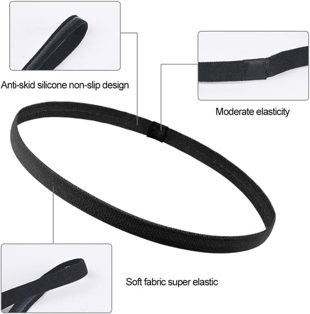 Detalle de URAQT Sport Fascia per capelli antiscivolo elastica (set da 9, unisex) per sport, yoga e jogging
