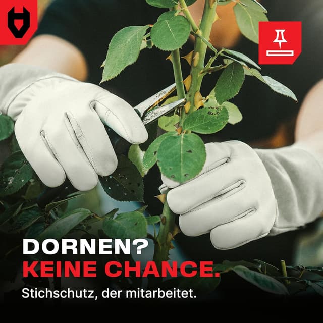 Detalle de NoCry Leder-Gartenhandschuhe mit Dornenschutz, lange Stulpe und verstärkten Fingerspitzen – Grau, Größe XL